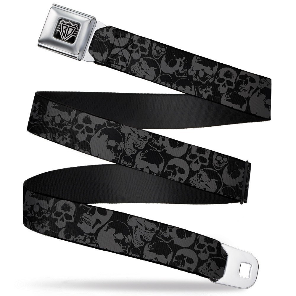 4384 Seatbelt Belt - Skull Pile Black/Gray - 1.5" Wide - 24-38 Inches in